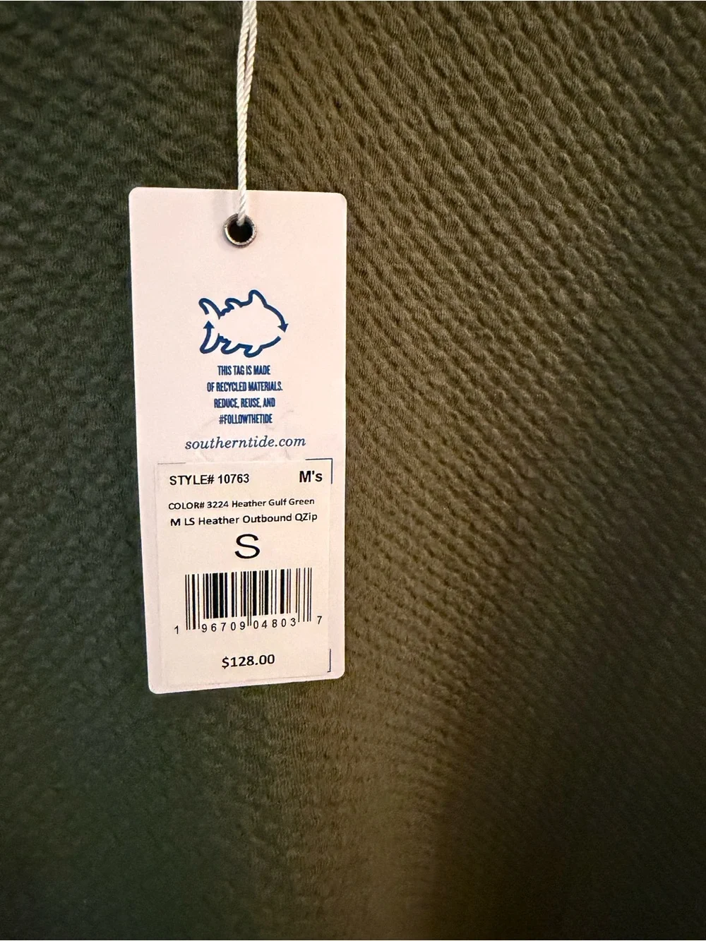 Southern Tide Olive Green Textured Knit Pullover